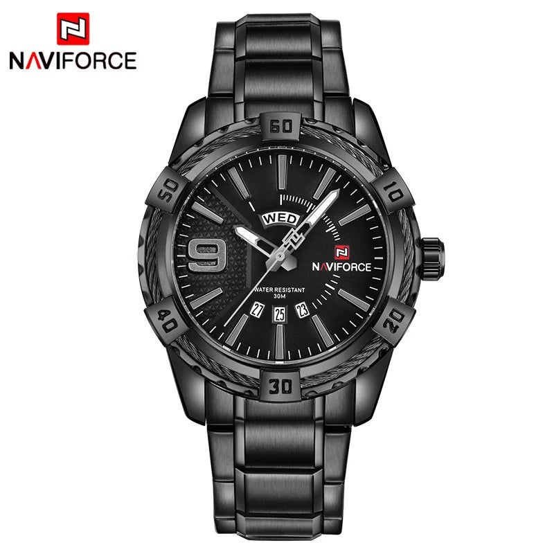 NAVIFORCE relógio masculino de ouro quartzo de aço inoxidável