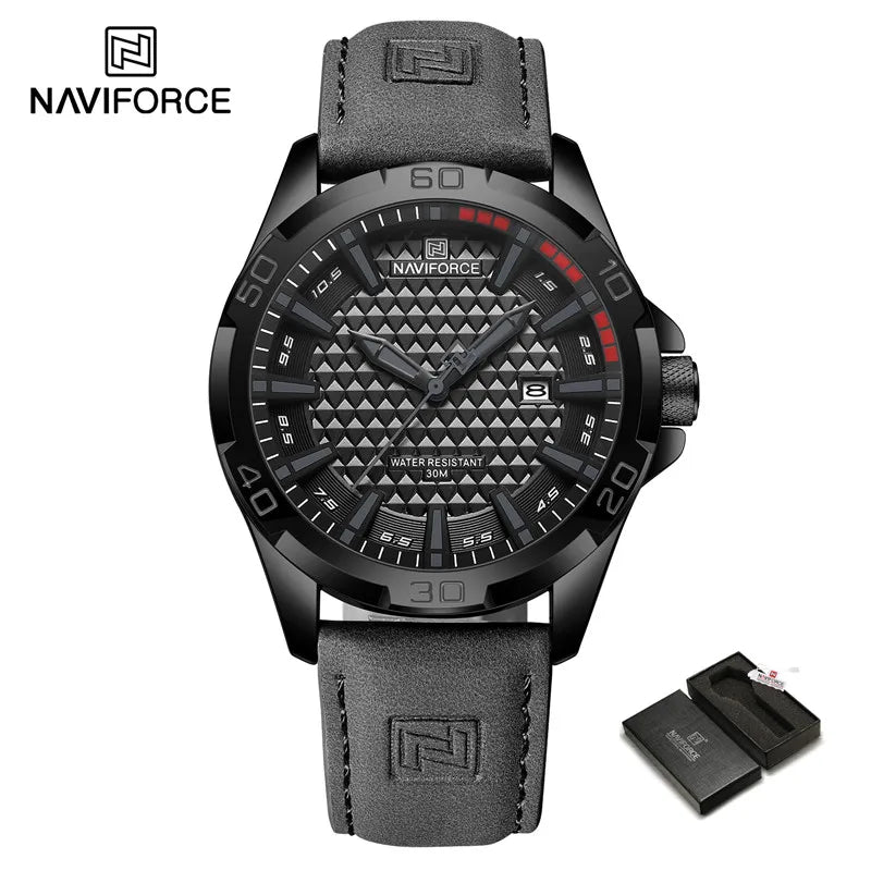 NAVIFORCE Relógio Esportivo Pulseira de Couro Quartzo Data