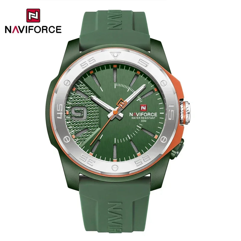 NAVIFORCE Relógio de quartzo empresarial pulseira de silicone