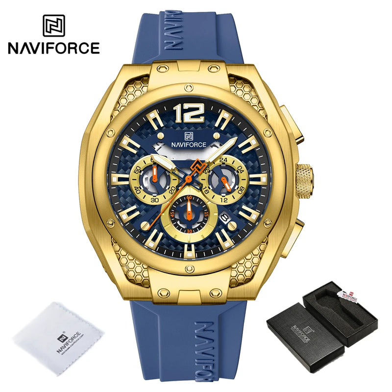 NAVIFORCE Relógio Masculino Quartzo Cronógrafo Data Automática Luminoso