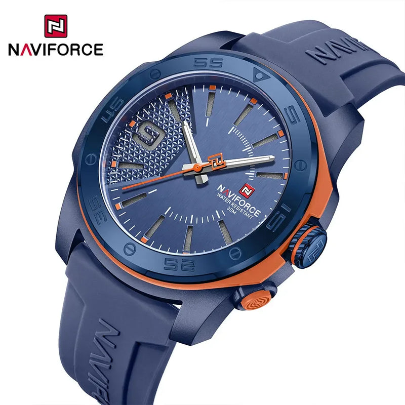 NAVIFORCE Relógio de quartzo empresarial pulseira de silicone