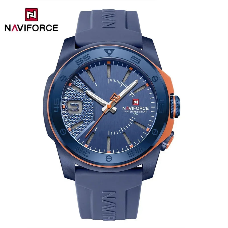 NAVIFORCE Relógio de quartzo empresarial pulseira de silicone