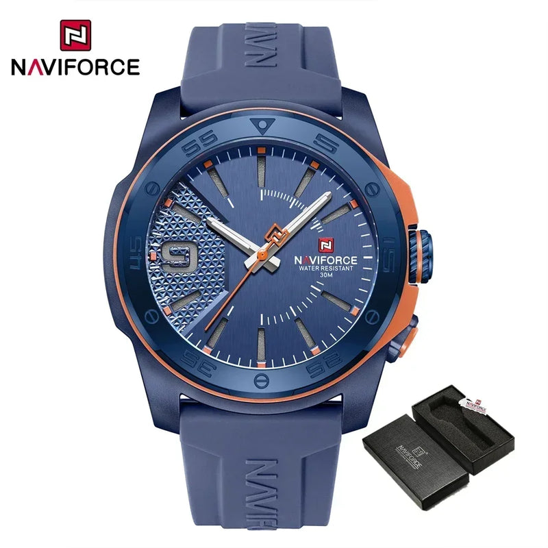 NAVIFORCE Relógio de quartzo empresarial pulseira de silicone