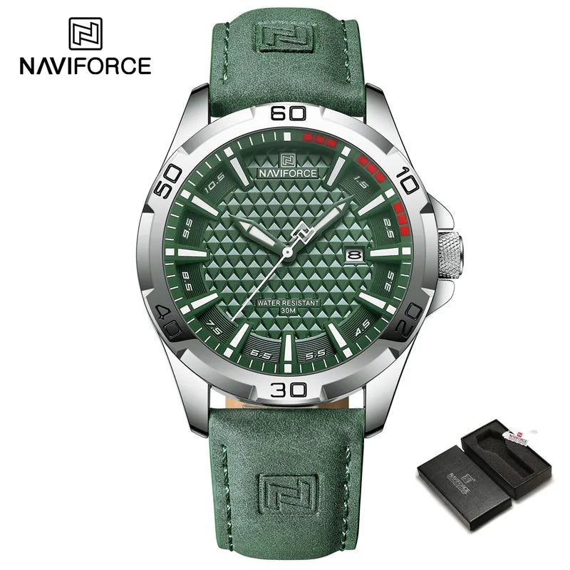 NAVIFORCE Relógio Esportivo Pulseira de Couro Quartzo Data