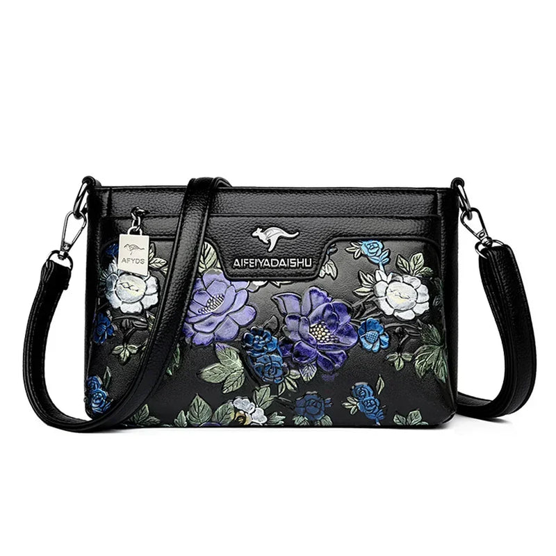 Bolsa de ombro feminino com estampa floral couro de alta qualidade