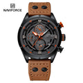 Relógio Casual Masculino NAVIFORCE Moda Luxo Pulseira de Couro Genuíno