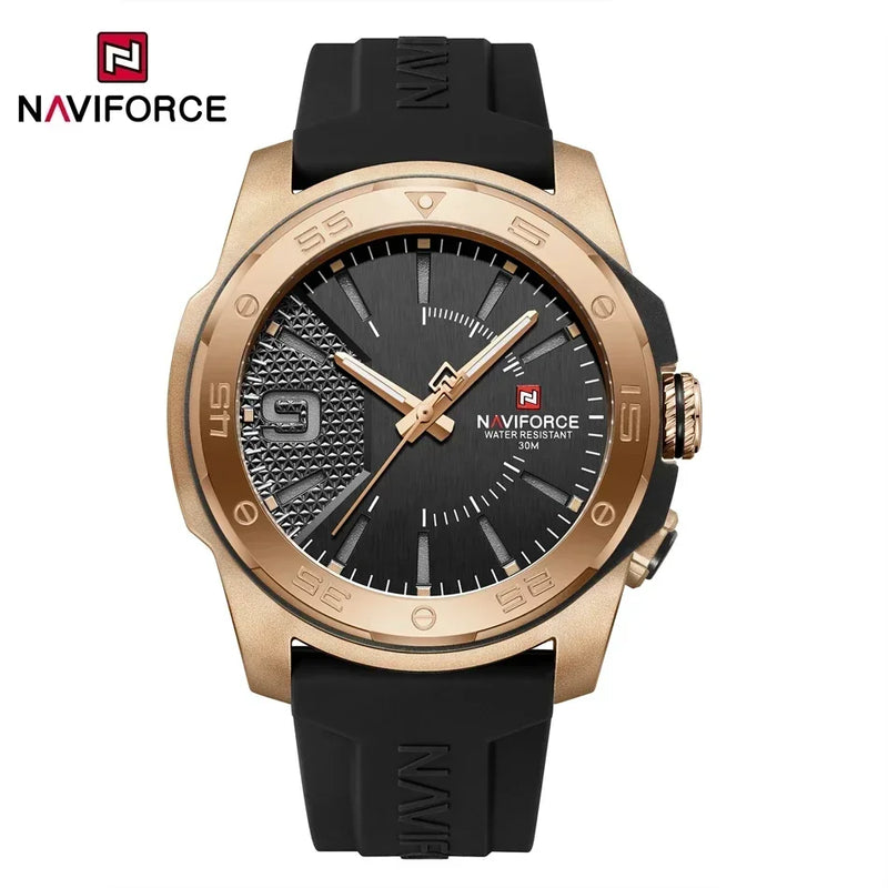 NAVIFORCE Relógio de quartzo empresarial pulseira de silicone