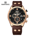 Relógio Casual Masculino NAVIFORCE Moda Luxo Pulseira de Couro Genuíno