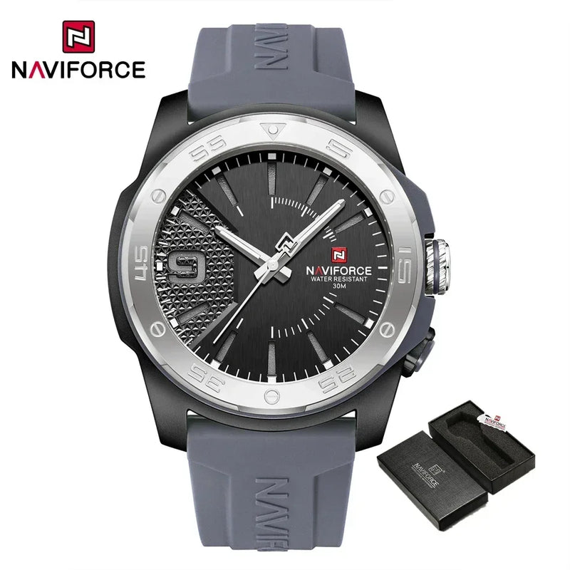 NAVIFORCE Relógio de quartzo empresarial pulseira de silicone