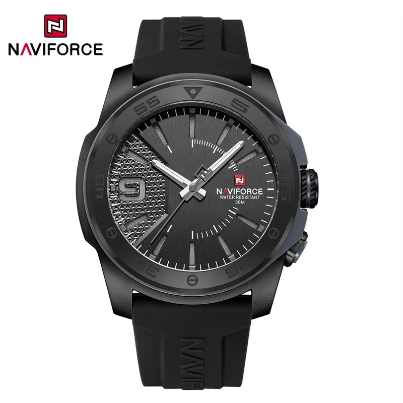 NAVIFORCE Relógio de quartzo empresarial pulseira de silicone