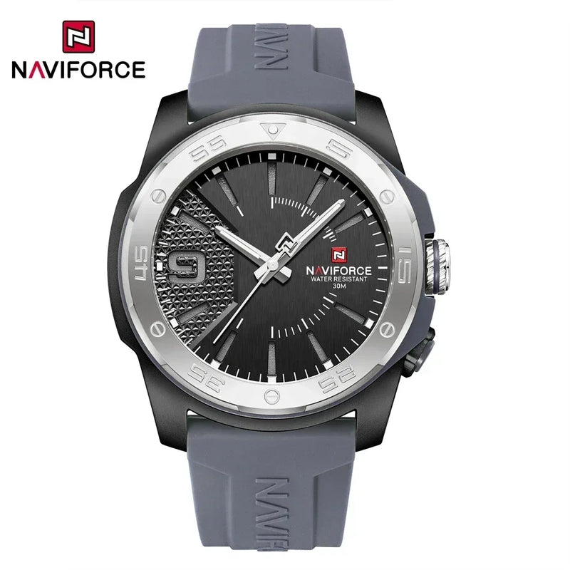 NAVIFORCE Relógio de quartzo empresarial pulseira de silicone