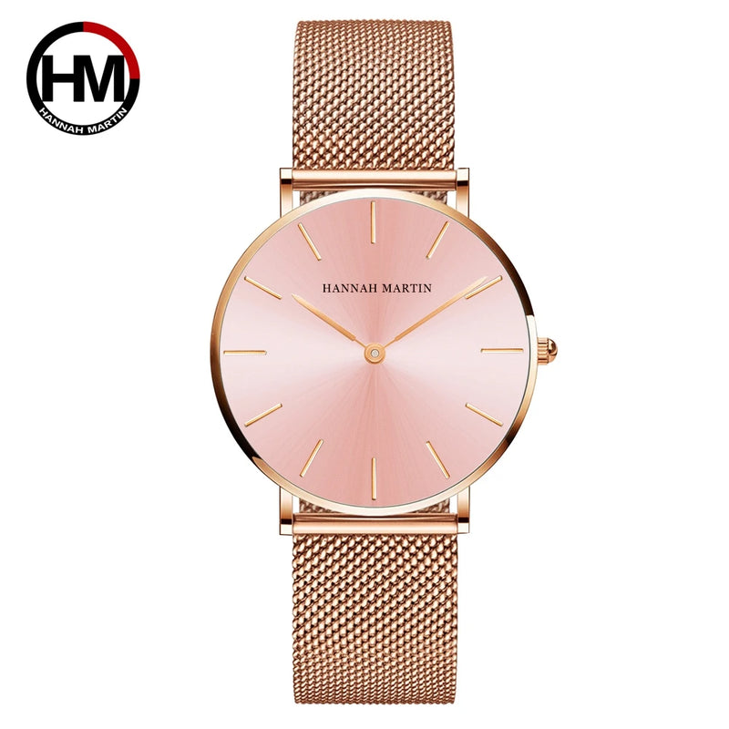 Relógio de pulso feminino Hannah Martin pulseira de Aço