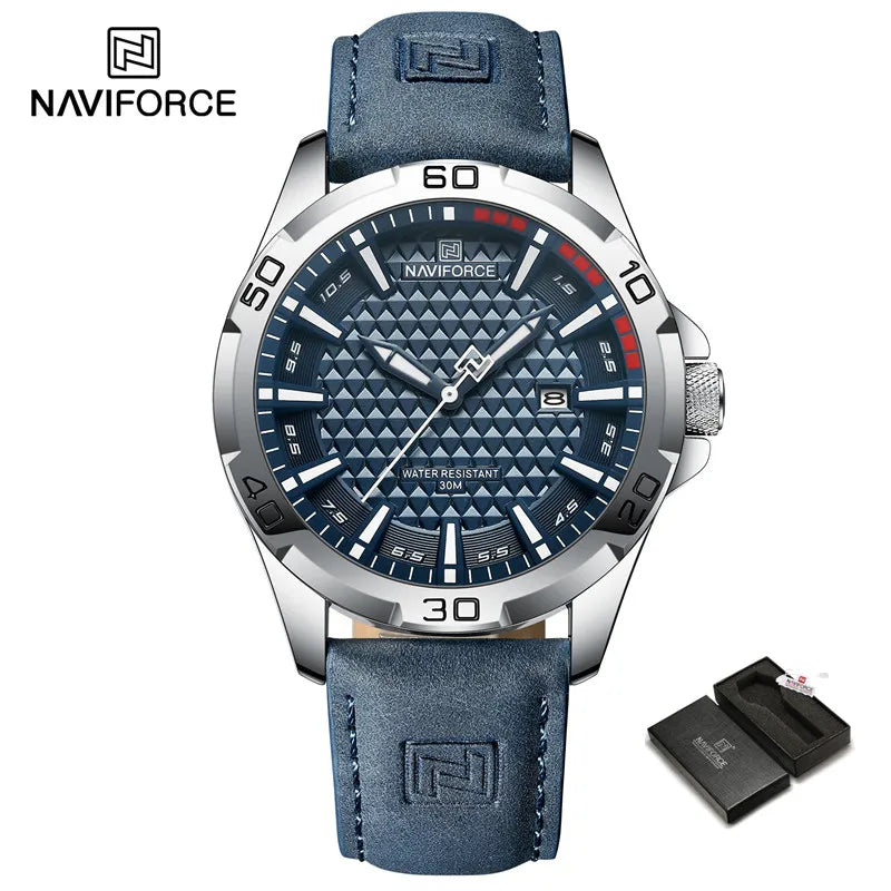 NAVIFORCE Relógio Esportivo Pulseira de Couro Quartzo Data