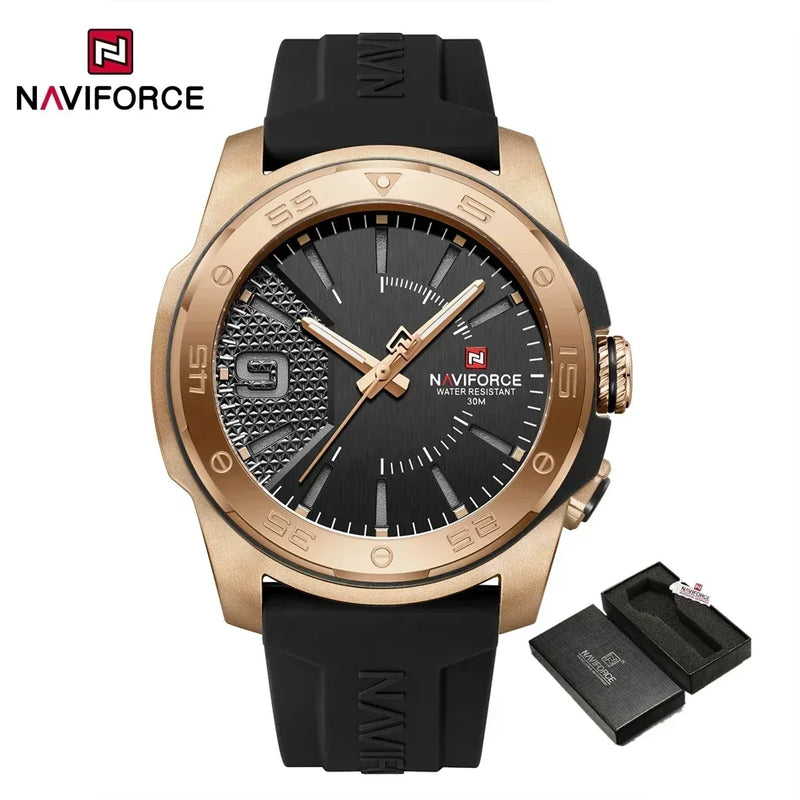 NAVIFORCE Relógio de quartzo empresarial pulseira de silicone