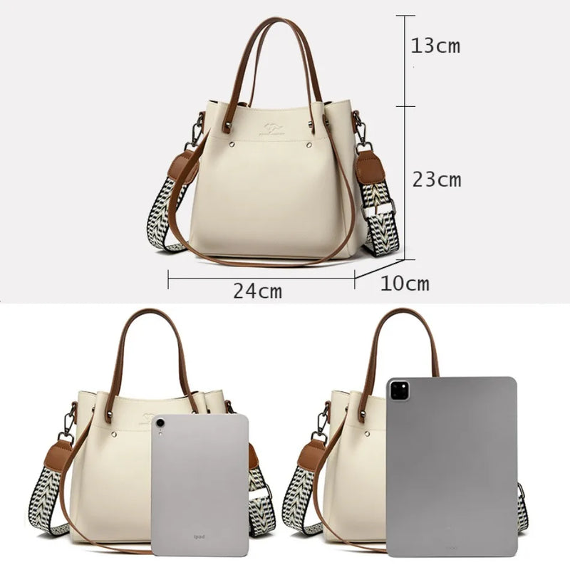 Bolsa feminina de ombro em couro macio Designer Grande