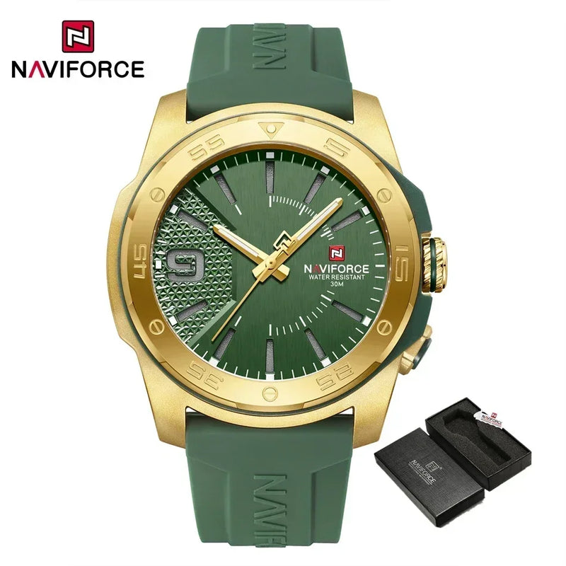 NAVIFORCE Relógio de quartzo empresarial pulseira de silicone