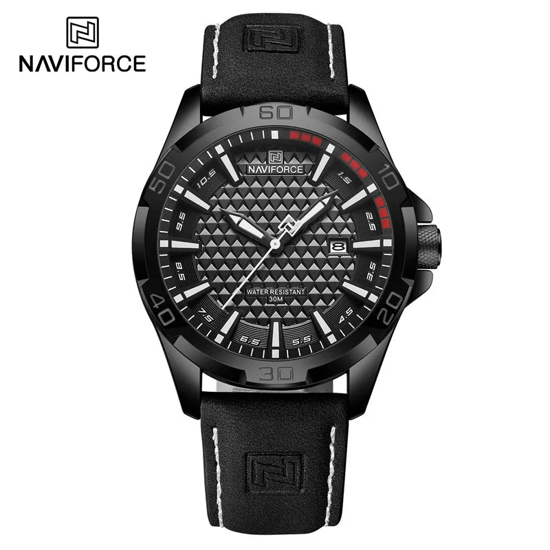 NAVIFORCE Relógio Esportivo Pulseira de Couro Quartzo Data