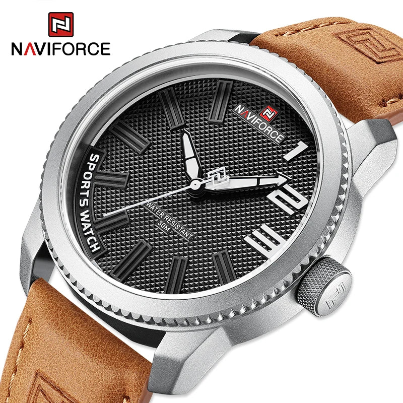 NAVIFORCE Relógio 100% original esportivo de quartzo à prova d'água