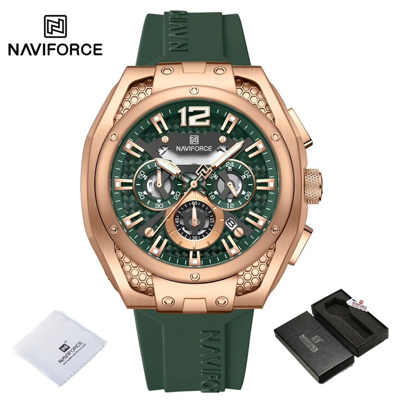 NAVIFORCE Relógio Masculino Quartzo Cronógrafo Data Automática Luminoso