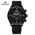 Relógio Casual Masculino NAVIFORCE Moda Luxo Pulseira de Couro Genuíno