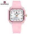 NAVIFORCE Relógio Feminino Quadrado Quartzo Pulseira de Silicone